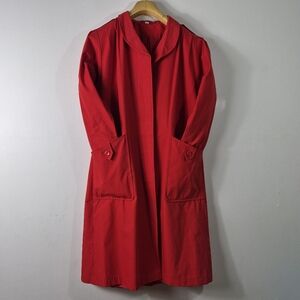 Vintage Midi Red Women's Trench Coat